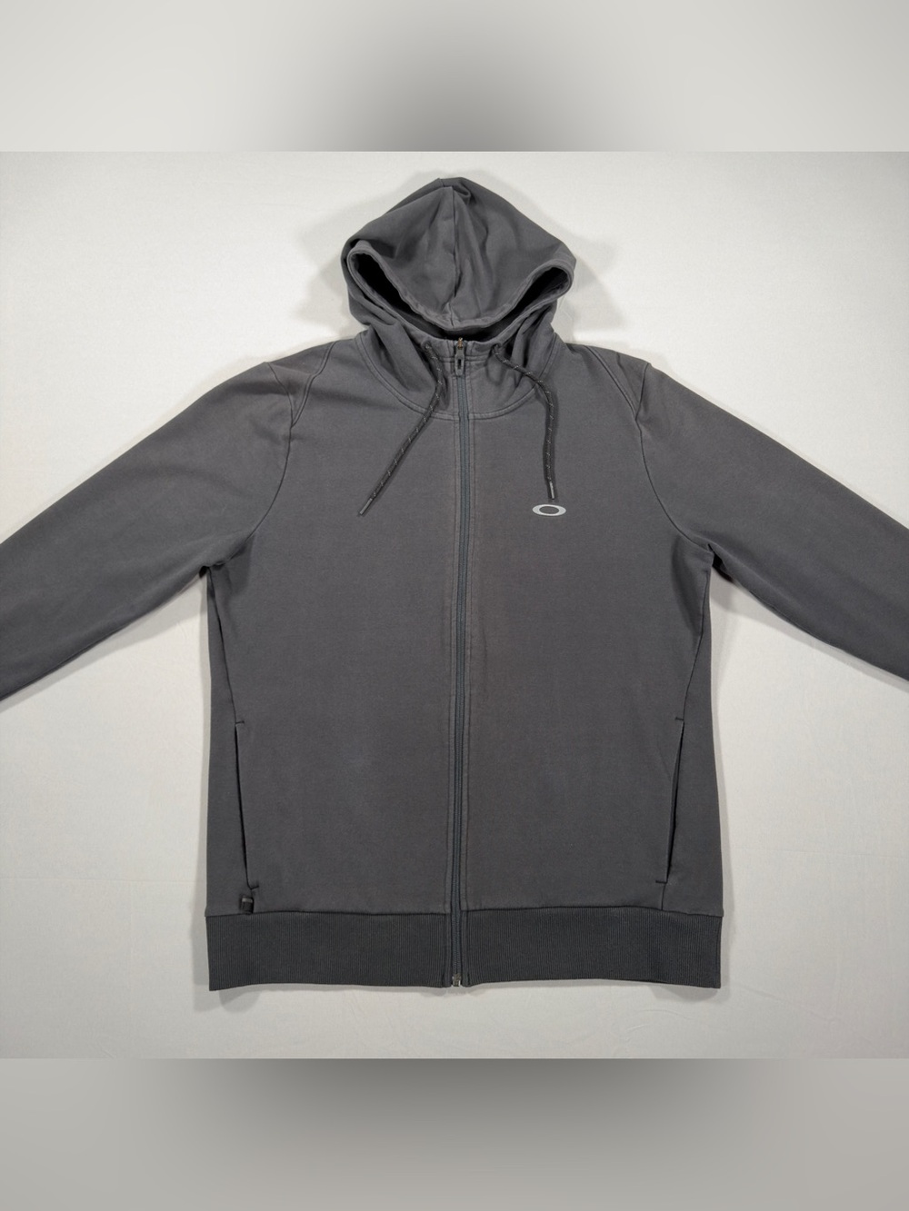 Oakley Enhance Technical Fleece Full Zip Hoodie Mens Large Gray Training Jacket - Picture 2 of 8